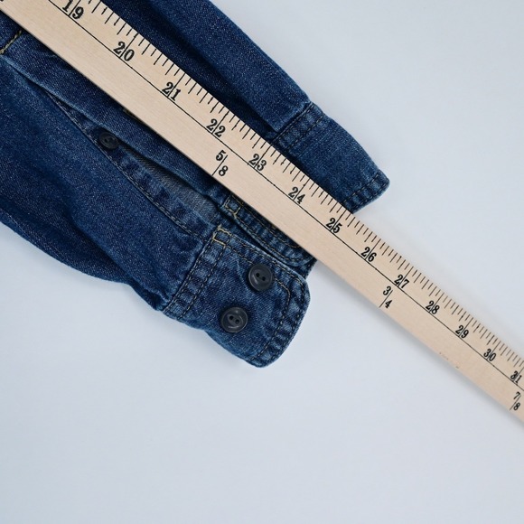 LL Bean M L/T100% Cotton Heavy Denim Traditional Fit Long Sleeve Shirt Classic - Picture 9 of 12